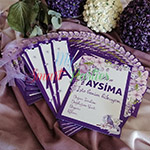 Mor Çiçek Kuş Temalı Parti-Anı Kartları-Kitap Ayracı